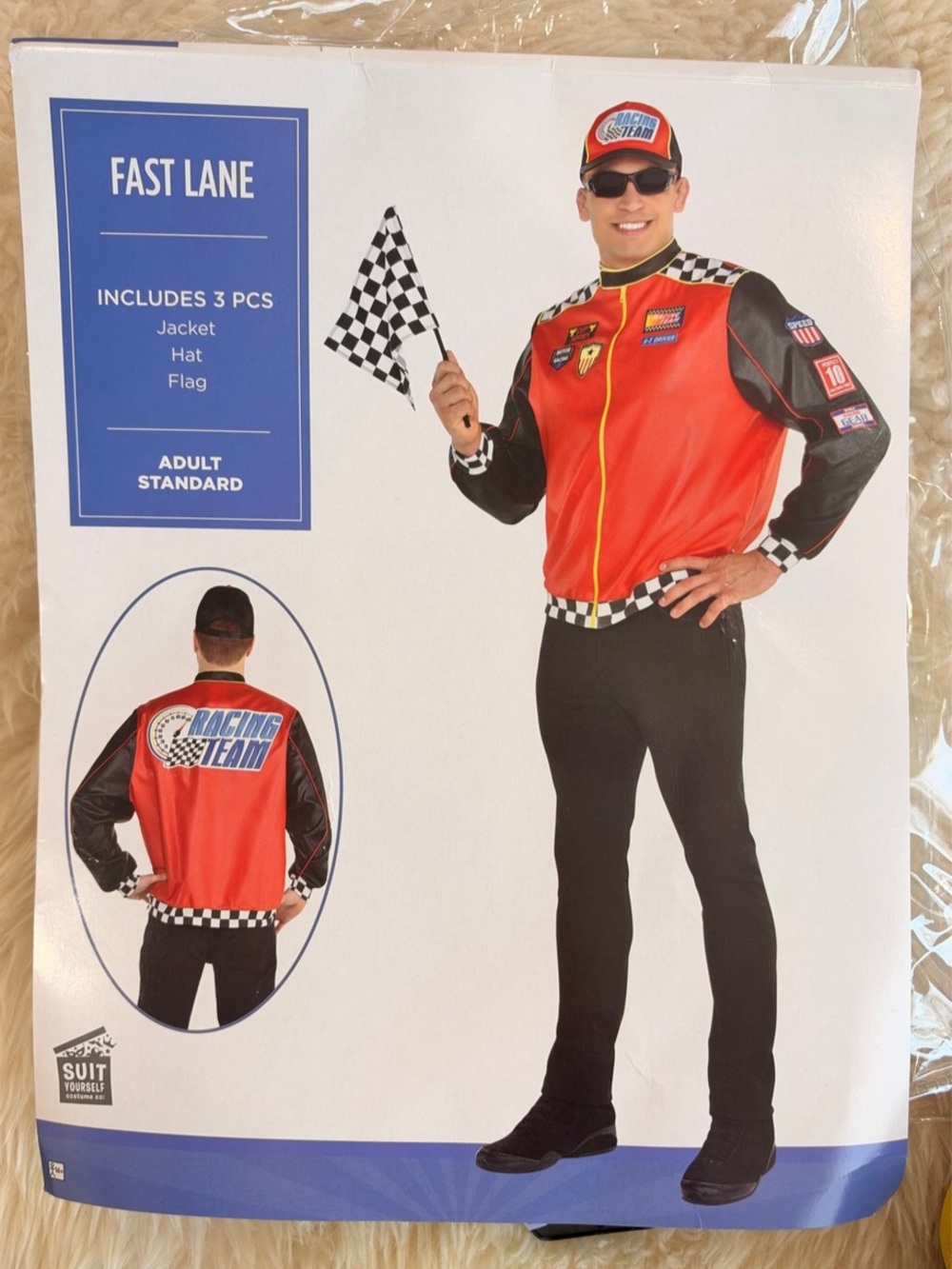 Fast Lane Racing Race Car Driver Costume Set Adult Standard - Picture 3 of 11